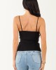 Black Button Down Front Slit Lace Cami Top