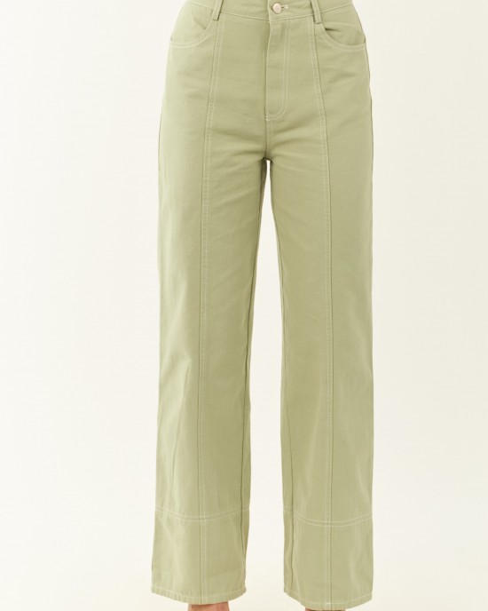 Sage High Waisted Straight Leg Denim Pants