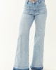 Risen Light Wash Stretchy Ombre Hem Wide Leg Jeans Risen Light Wash Stretchy Ombre Hem Wide Leg Jeans