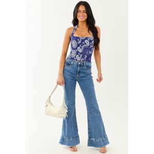 Special A Tummy Control Ruffle Flare Stretchy Jeans
