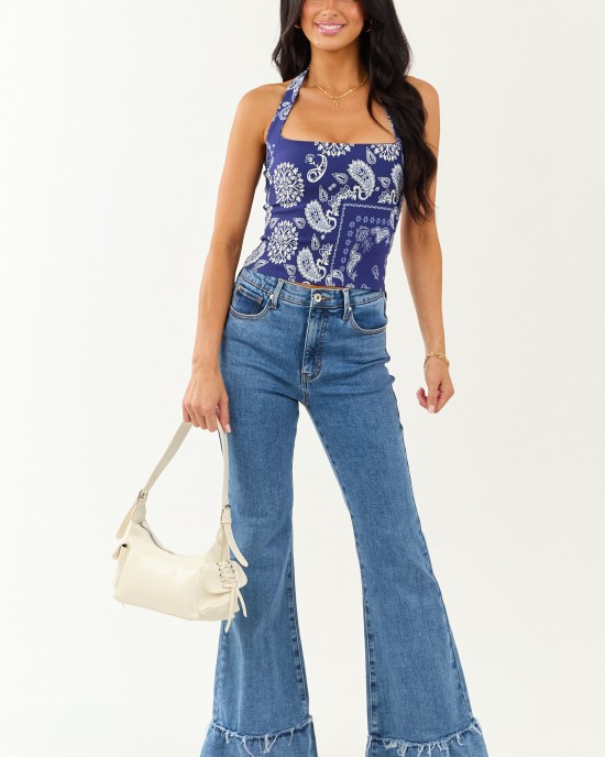 Special A Tummy Control Ruffle Flare Stretchy Jeans