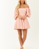 Tea Rose Flutter Sleeve Flowy Skirt Cotton Mini Dress