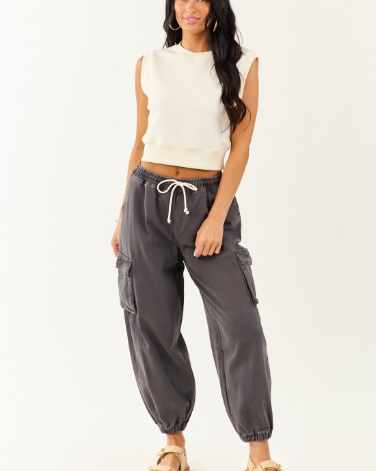Charcoal Acid Washed Cargo Jogger Jeans Charcoal Acid Washed Cargo Jogger Jeans