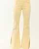 Risen Buttercream Side Slit Stretchy Flare Jeans