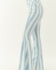 Powder Blue Striped Stretchy High Rise Flare Jeans Powder Blue Striped Stretchy High Rise Flare Jeans