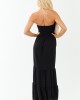 Black Smocked Tiered Strapless Maxi Dress
