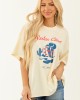Cream Western Graphic Oversized Short Sleeve Top