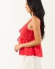Cherry Knit Front Tie Eyelet Cotton Tank Top