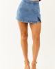 Medium Wash Denim Stretchy Front Slit Skort Medium Wash Denim Stretchy Front Slit Skort