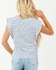 Dusty Blue and Ivory Striped Cap Sleeve Top