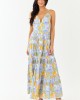 Lavender Floral Print Sleeveless Cotton Maxi Dress