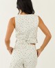 Ivory Floral Denim Vest and Shorts Set Ivory Floral Denim Vest and Shorts Set