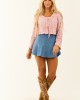 Dusty Blush Open Knit Two Tie Long Sleeve Cardigan