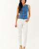 Medium Wash Stretchy Button Up Denim Vest