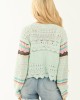 POL Arctic Blue Abstract Print Short Cardigan