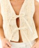 Listicle Champagne Lace Embroidery Tie Front Vest