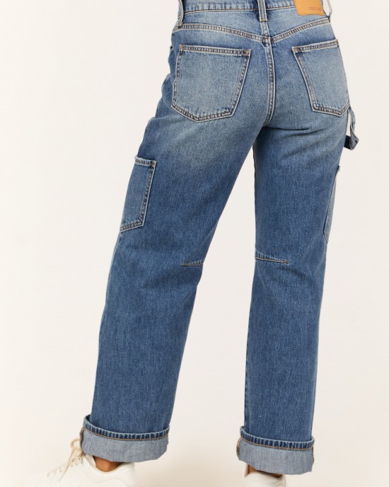 Sneak Peek Medium Wash Utility Straight Jeans