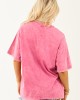Watermelon Acid Wash Relaxed Cotton Short Sleeve Top Watermelon Acid Wash Relaxed Cotton Short Sleeve Top