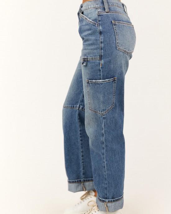 Sneak Peek Medium Wash Utility Straight Jeans