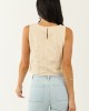 Lovelo Cream Raised Embroidery Cropped Tank Top