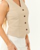 She+Sky Sand Button Down Sleeveless Vest