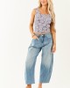 Slate Blue Textured Floral Cropped Tank Top Slate Blue Textured Floral Cropped Tank Top