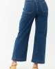 Dark Wash Stretchy Wide Leg Utility Jeans