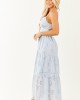 Sky Blue Floral Eyelet Sleeveless Cotton Maxi Dress