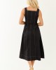 Entro Black Contrast Stitch Cotton Midi Dress Entro Black Contrast Stitch Cotton Midi Dress