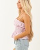 Carnation Striped Smocked Waist Peplum Tank Top