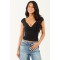 Black Cap Sleeve Fitted Crop Top
