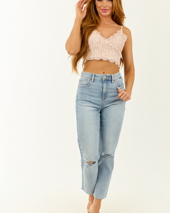 Cello Light Wash Stretchy Distressed Straight Jeans Cello Light Wash Stretchy Distressed Straight Jeans