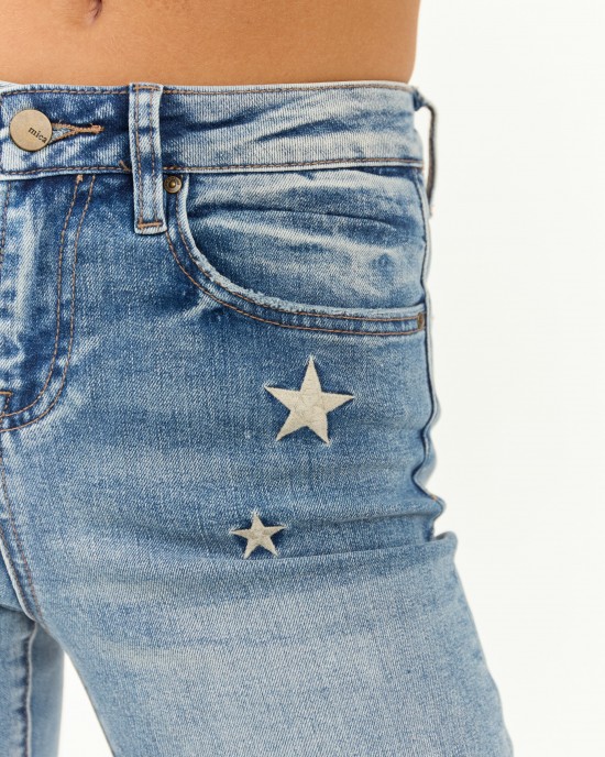 Mica Denim Medium Wash Stretchy Star Flare Jeans Mica Denim Medium Wash Stretchy Star Flare Jeans