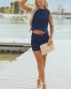Dark Wash Denim Tank Top and Shorts Set