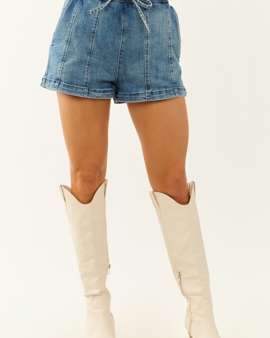 Saige Medium Wash High Rise Stretchy Denim Shorts Saige Medium Wash High Rise Stretchy Denim Shorts