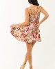 Blush Floral Print Lace Trim Smocked Mini Dress