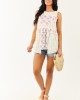 POL Cream Floral Patchwork Fringe Textured Tank Top POL Cream Floral Patchwork Fringe Textured Tank Top