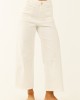 Off White Stretchy Denim Straight Patch Pocket Jeans
