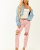 Mica Denim Cherry Blossom Stretchy Straight Jeans