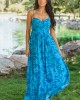 Cobalt Tropical Print Sleeveless Maxi Dress