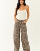 Saige Sepia Leopard Tummy Control Stretchy Wide Jeans