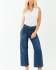 Dark Wash Stretchy Wide Leg Utility Jeans