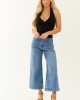 Black Halter Surplice Neck Linen Blend Tank Top