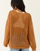 Caramel Open Crochet Round Neck Long Sleeve Top Caramel Open Crochet Round Neck Long Sleeve Top
