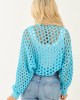 Baby Blue Open Knit Long Sleeve Shrug Cardigan