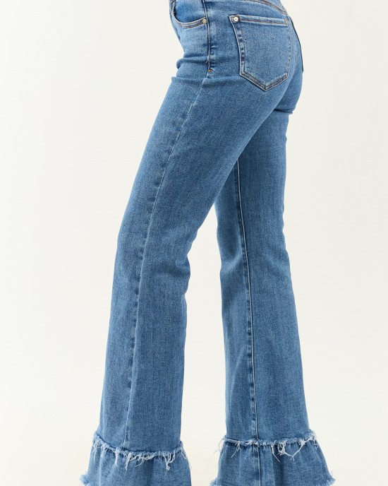 Special A Tummy Control Ruffle Flare Stretchy Jeans