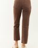 Coffee Cropped High Rise Stretchy Straight Jeans