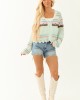 POL Arctic Blue Abstract Print Short Cardigan