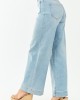 Hidden Light Wash Patch Pocket Stretchy Wide Leg Jeans