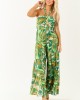 Kiwi Tropical Print Halter Front Tie Jumpsuit Kiwi Tropical Print Halter Front Tie Jumpsuit